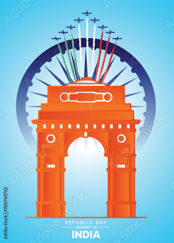 Indian Republic day 26 January India gate vector poster