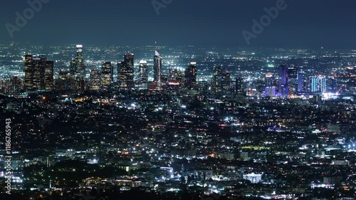 Wallpaper Mural Los Angeles Downtown Skyline from Hollywood Hills Night California USA Torontodigital.ca