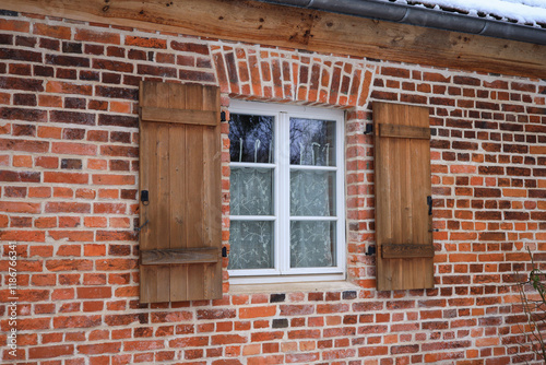 A close up window in a historic village in Federal State Brandenburg - Germany