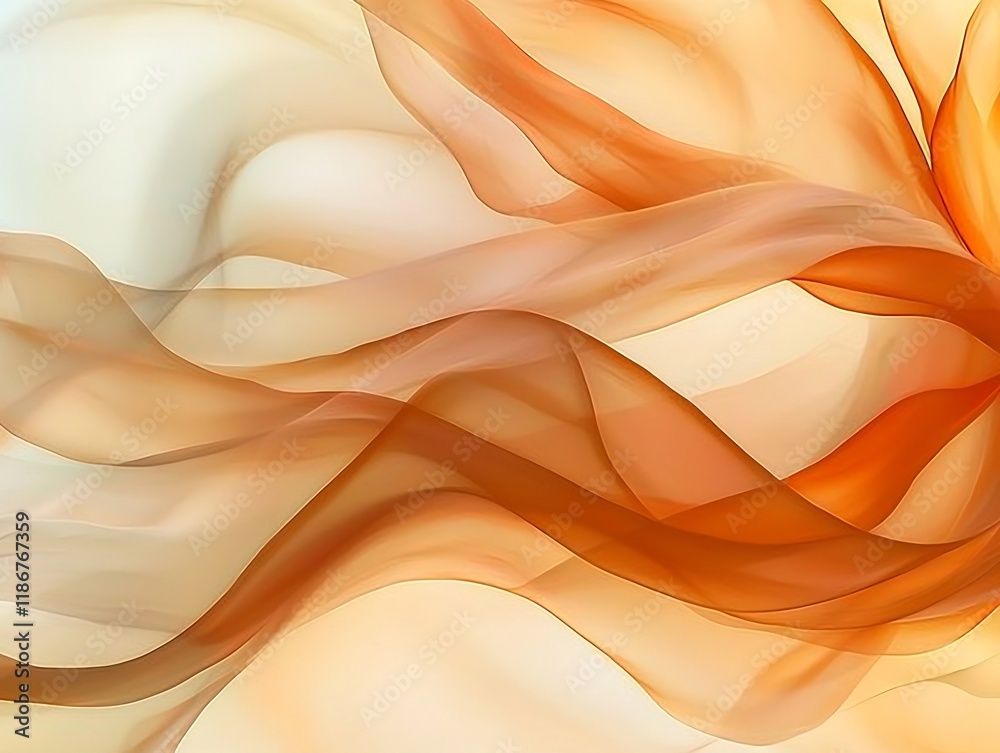 Obraz premium Ethereal and Surreal Abstract Background with Flowing Lustrous Shapes in a Vivid Color Scheme of Fiery Oranges and Golds
