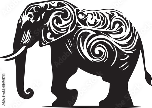 Elephant silhouette vector EPS