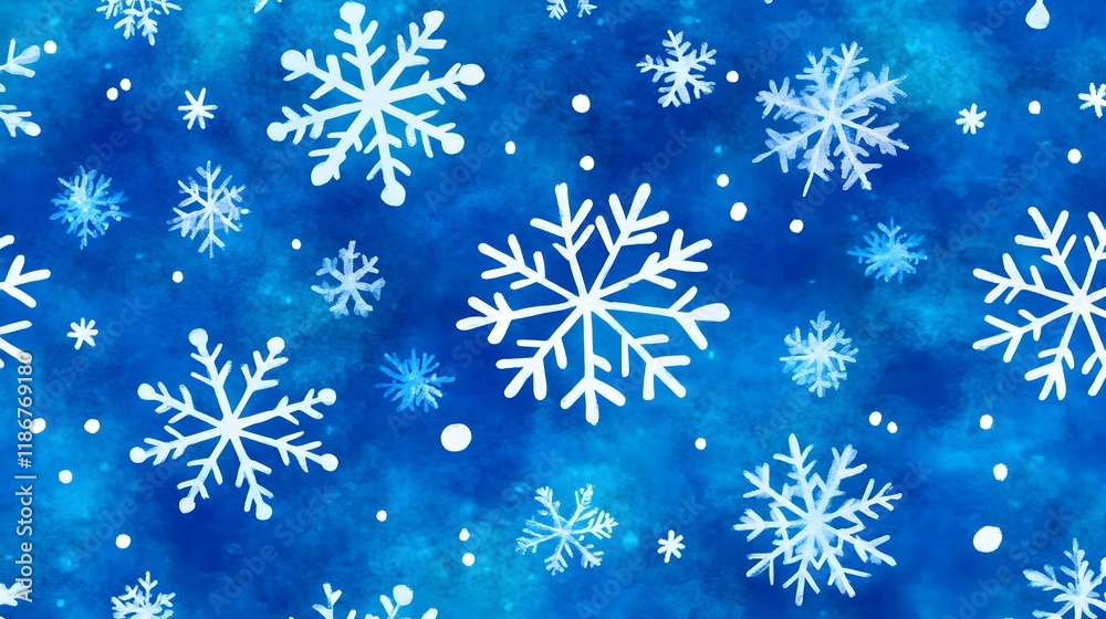 Cheerful Blue Background with Snowflake Patterns in High Resolution Cheerful Blue Background with Snowflake Patterns in High Resolution