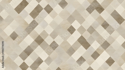 Photorealistic Mosaic Tile Pattern in Shades of Tan and Brown