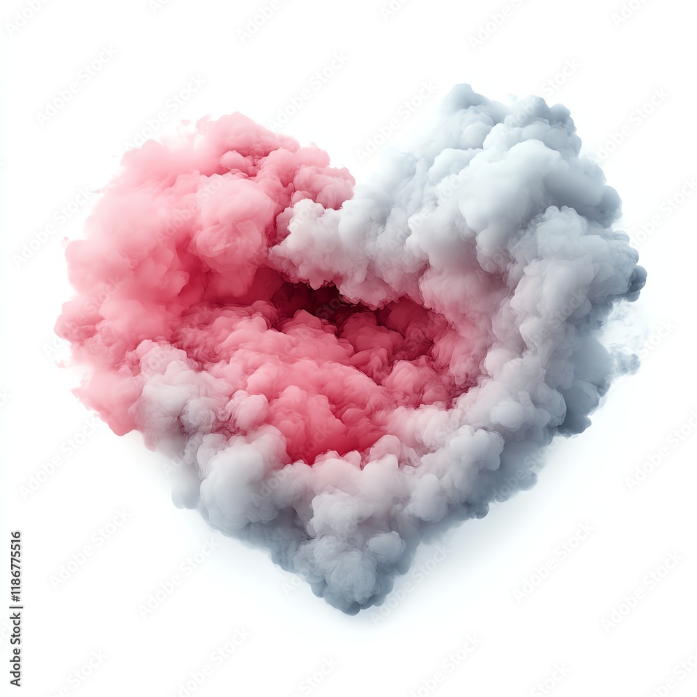 A sparkling heart surrounded by soft clouds, heavenly romantic mood, surreal art style, white and pink tones, isolated on white background A sparkling heart surrounded by soft clouds, heavenly romantic mood, surreal art style, white and pink tones, isolated on white background