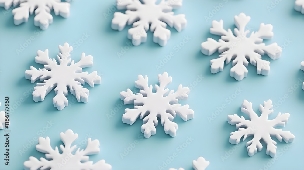 Snowflake Pattern on Pale Blue Background for Winter Design