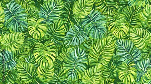 Wallpaper Mural Vibrant Tropical Jungle Leaves Pattern in High Quality Photorealistic Style Torontodigital.ca