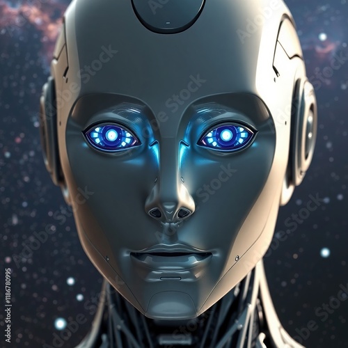 highly close up of a futuristic AI robot