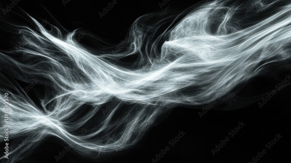 Obraz premium Abstract Gray Smoke Waves on Black Background: A Digital Art Creation