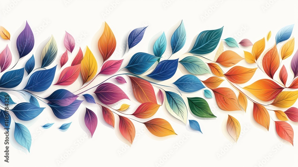 Colorful Whimsical Leaves in Vibrant Hues Creating a Visual Symphony of Nature's Beauty