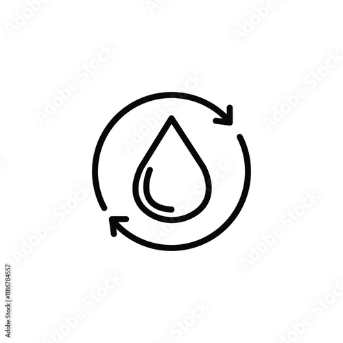 Drop line icon. Water substance circulations. Nature. Eco system. Water concept. Isolated vector illustration. Editable stroke