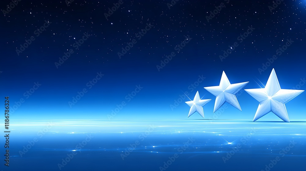 Obraz premium White Stars in a Deep Blue Night Sky Seamless Pattern Design