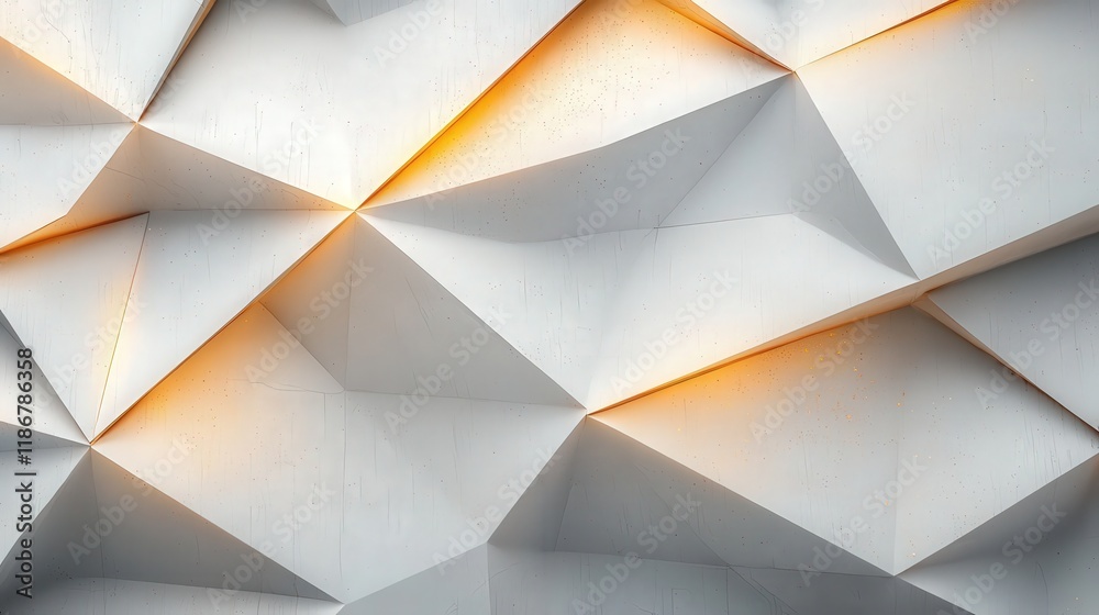 Obraz premium Abstract White and Gold 3D Geometric Wallpaper with Triangular Patterns