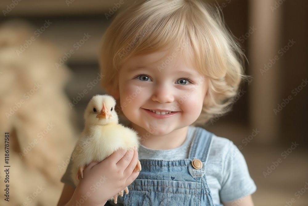 A joyful child smiles while holding a fluffy chick, symbolizing the spirit of Easter. These baby chicks bring happiness and warmth to the festive season. A joyful child smiles while holding a fluffy chick, symbolizing the spirit of Easter. These baby chicks bring happiness and warmth to the festive season.