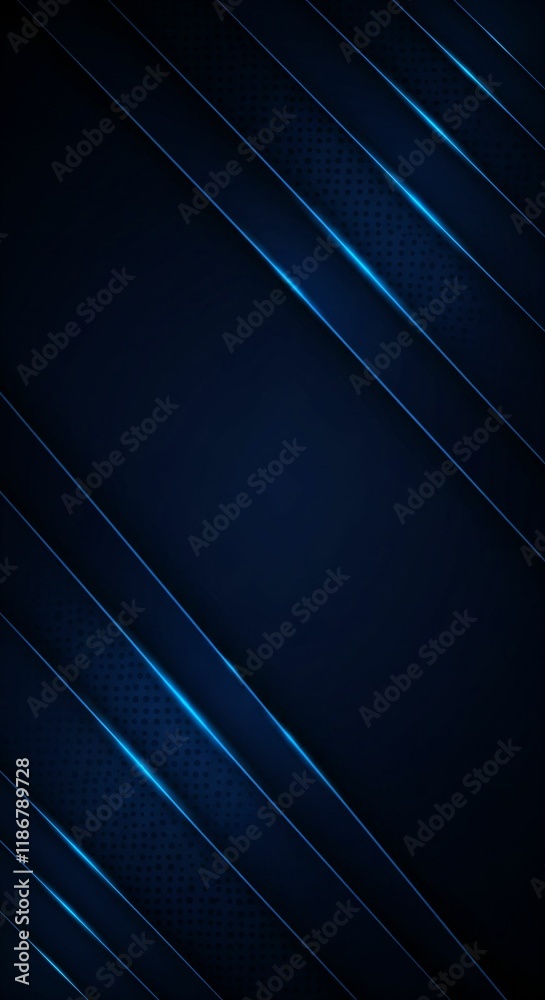 Obraz premium Elegant Navy Blue Metallic Background with Futuristic Geometric Layers and Glowing Lines