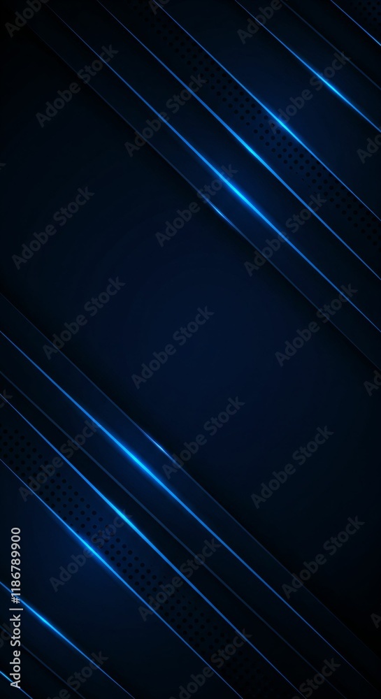 Obraz premium Elegant Navy Blue Metallic Background with Futuristic Geometric Layers and Glowing Lines