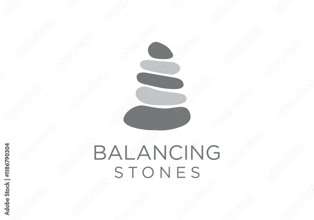 simple balancing stone logo design vector illustration. balance stone design template, balance logo icon	