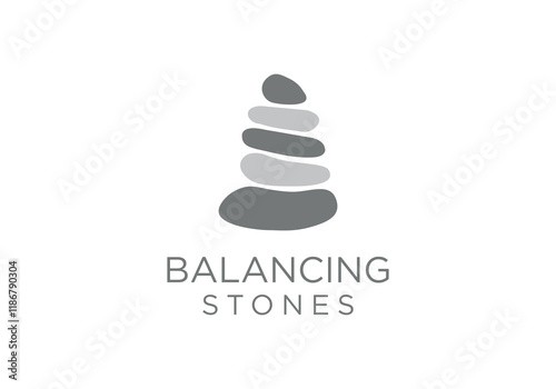 simple balancing stone logo design vector illustration. balance stone design template, balance logo icon	