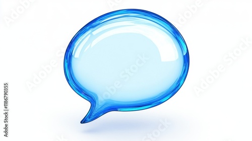 Abstract Blue Glass Speech Bubble:  A 3D Render of a Transparent, Shiny Communication Symbol