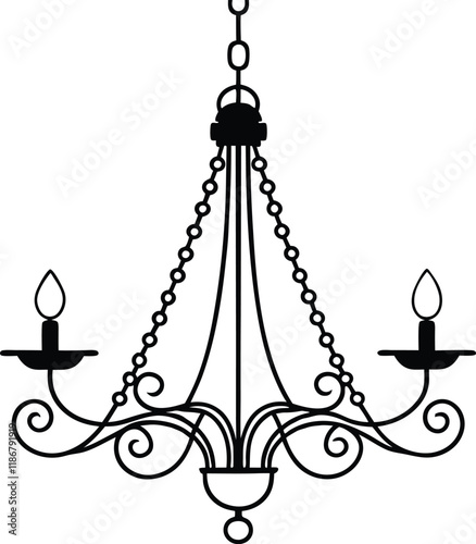 Chandelier silhouette vector illustration