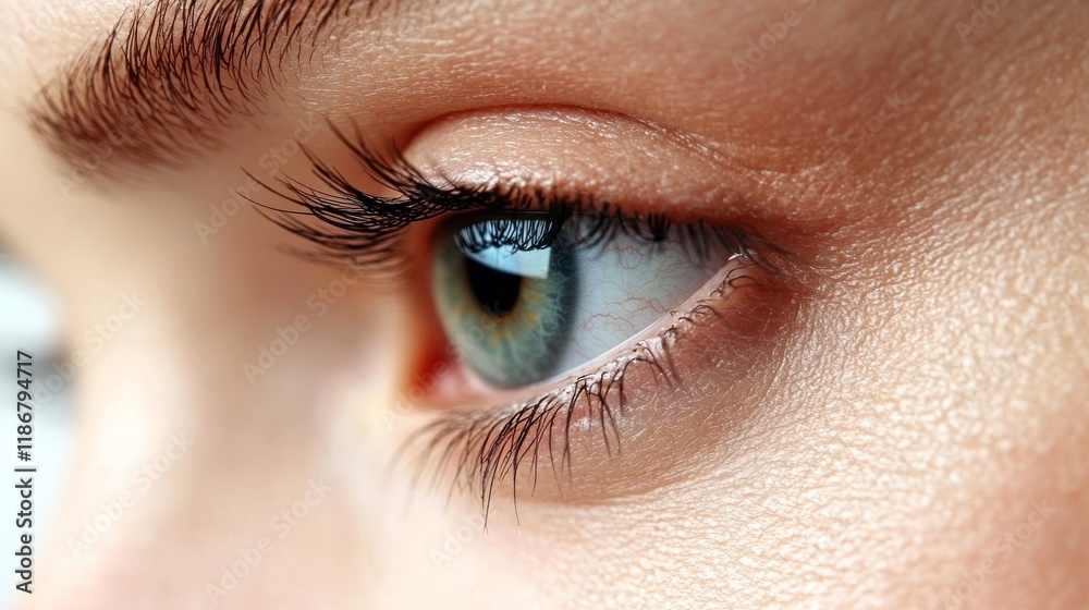 Fototapeta premium Close-up of a Woman's Eye: Captivating Gaze, Natural Beauty, and Intricate Details