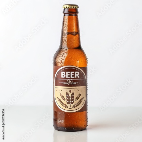 Cold Beer Bottle Product Shot Studio Photography, Amber Glass, Label Design beer bottle, product photography