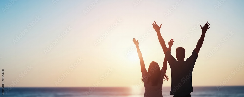 Obraz premium Sunset Beach Celebration Joyful Connection and Inspirational Moments Together