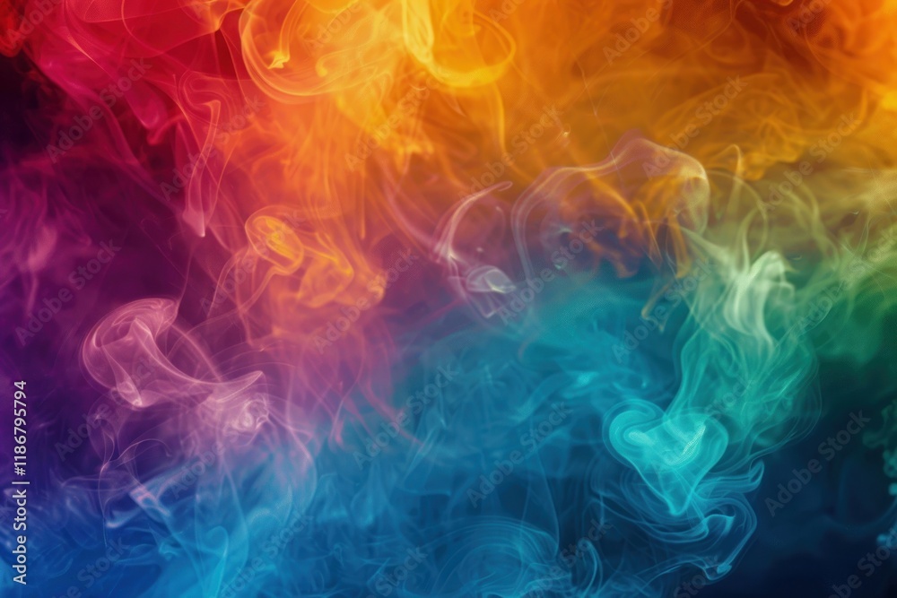 Fototapeta premium Vibrant swirling smoke patterns create colorful abstract backdrop for art and creativity