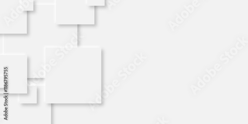 Abstract grey square shape with futuristic concept background.gray paper squares in bright light with shadows.neomorphism Abstract blurred background with Geometric light & white Space design concept.