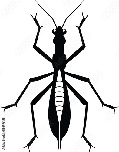 Stick insect silhouette vector illustration