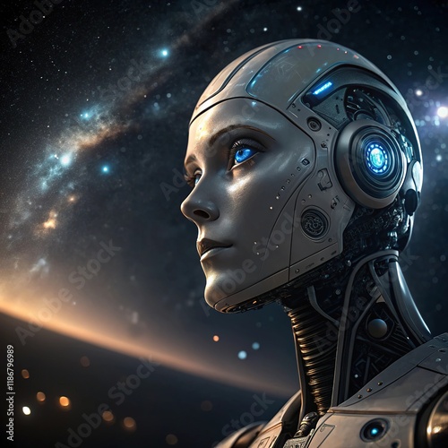 highly close up of a futuristic AI robot