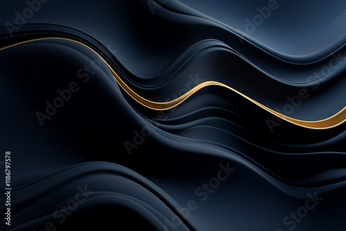 Flowing waves of deep blue with a golden accent create a tranquil and elegant visual experience