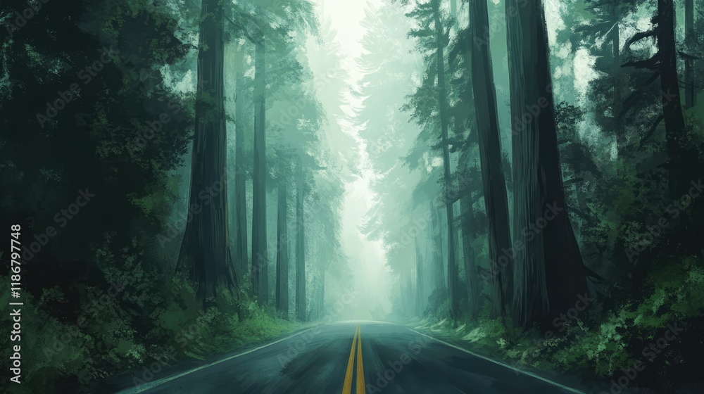 Fototapeta premium Picturesque Drive Through Redwood National Forest