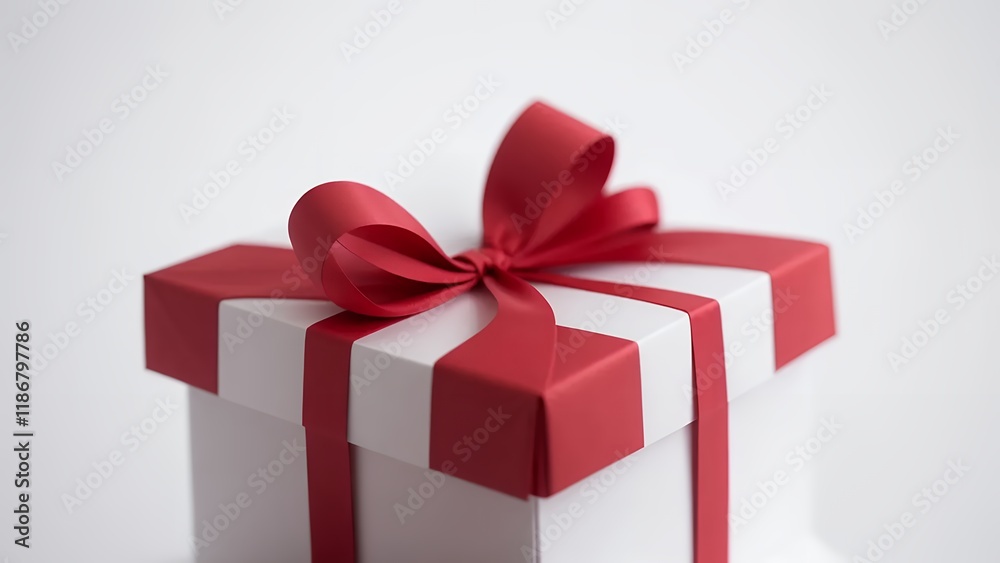 Pristine White Background Single Red Gift Bow Sharp Folds Glossy Texture Minimal Shadows High Resolution Clean Professional Composition Microstock Ready Pristine White Background Single Red Gift Bow Sharp Folds Glossy Texture Minimal Shadows High Resolution Clean Professional Composition Microstock Ready