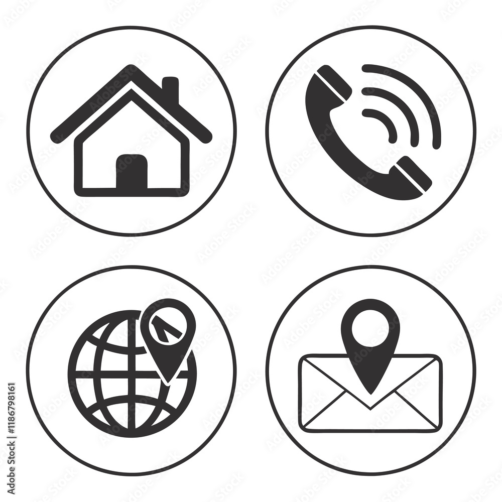 symbol of home icon world icon phone icon symbol of home icon world icon phone icon