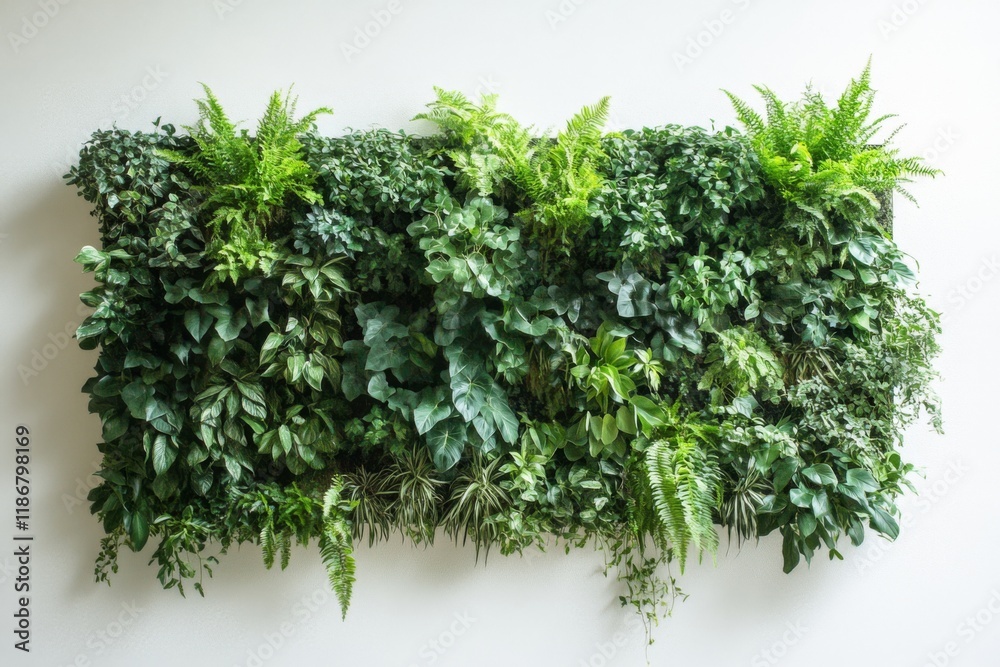 Obraz premium Vertical garden with lush green plants on a wall