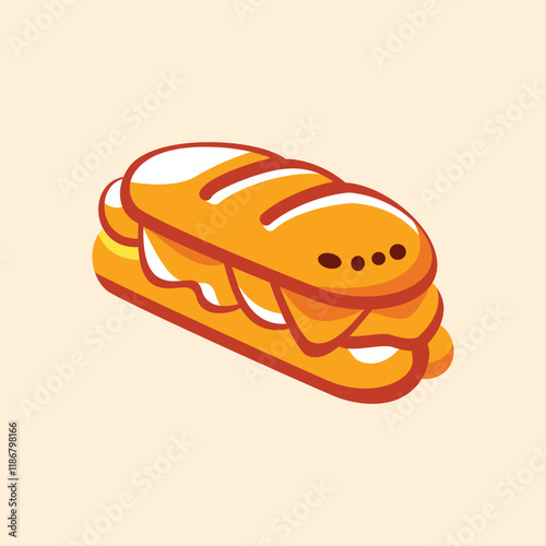 bread roll vector cartoon icon. isolated on illustration.