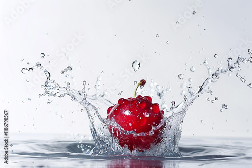 Refreshing Fruit Water Splash on a Crisp White Background
