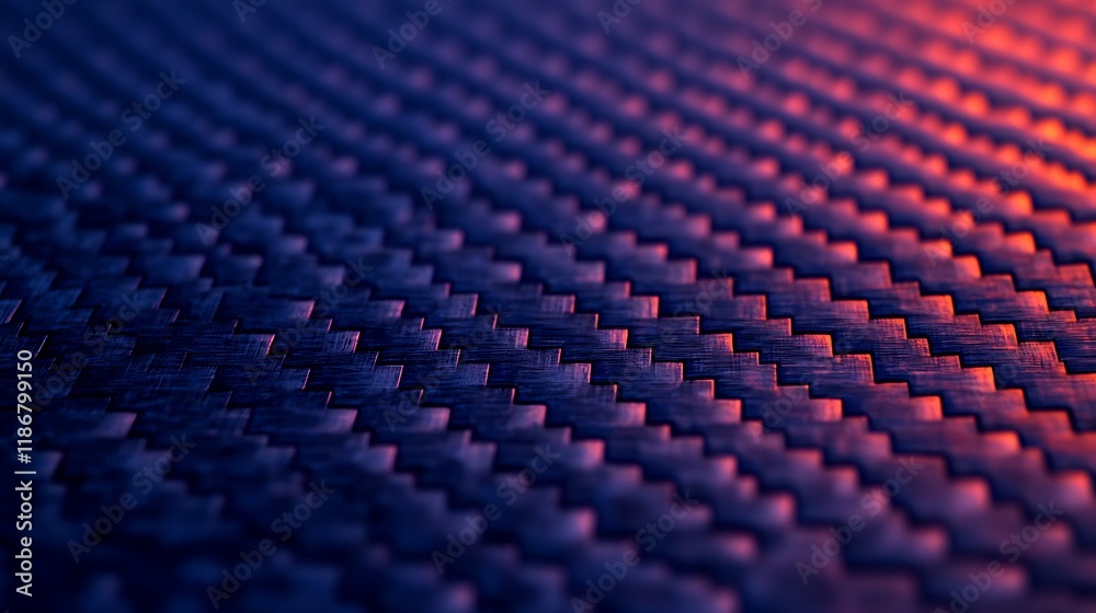 Fototapeta premium Close-up of textured carbon fiber material with vibrant color gradients.