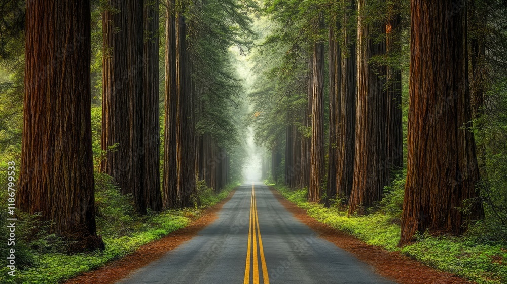 Fototapeta premium Picturesque Drive Through Redwood National Forest
