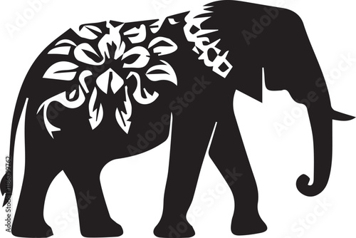 Elephant silhouette vector EPS