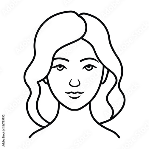 A minimalist, single-line drawing of a woman’s face, capturing delicate features with graceful curves, embodying femininity in an elegant, continuous stroke.