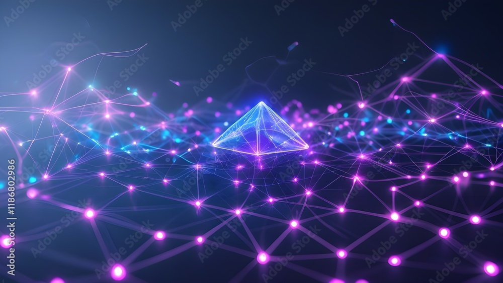 An abstract digital representation of blockchain technology with interlinked glowing nodes An abstract digital representation of blockchain technology with interlinked glowing nodes