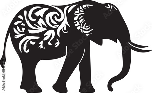 Elephant silhouette vector EPS