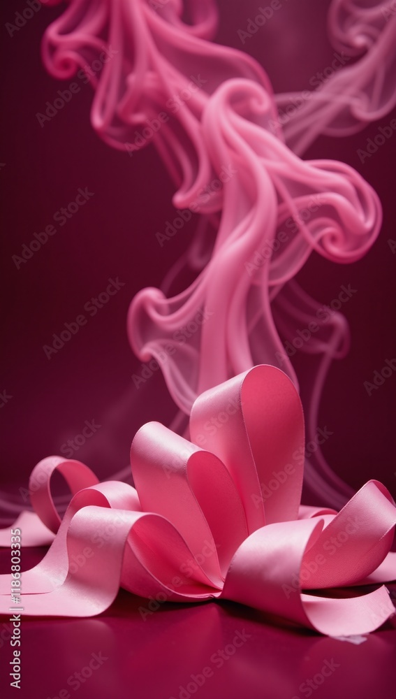 Fototapeta premium A smoky backdrop featuring pink ribbons