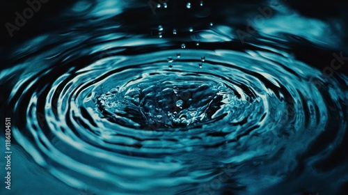 Close-up of water ripples with a dark blue and teal tone