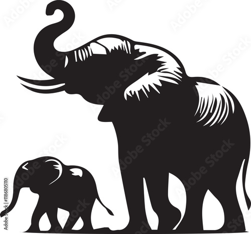 Elephant silhouette vector EPS