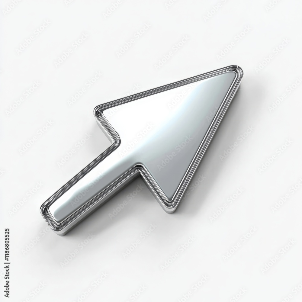 3D Silver Cursor Icon in Minimalistic Childish Style – Isolated on White Background, 32K Resolution 3D Silver Cursor Icon in Minimalistic Childish Style – Isolated on White Background, 32K Resolution