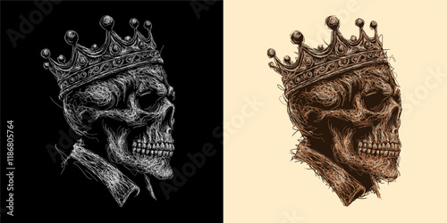 The scribble art illustration of skull wearing crown design is perfect for your printable t-shirt,poster,banner and also suitable for other stuffs