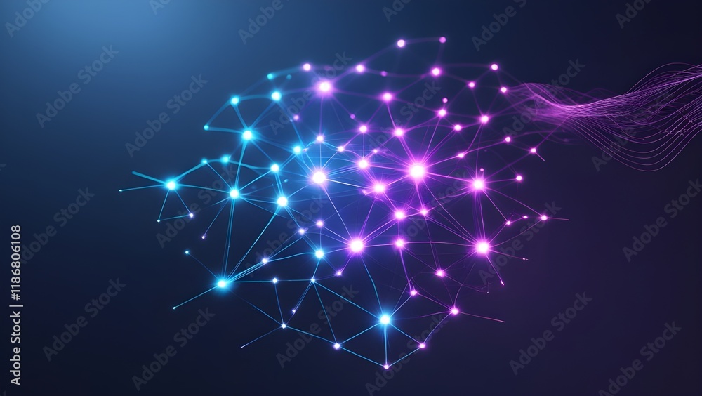 Fototapeta premium An abstract digital representation of blockchain technology with interlinked glowing nodes