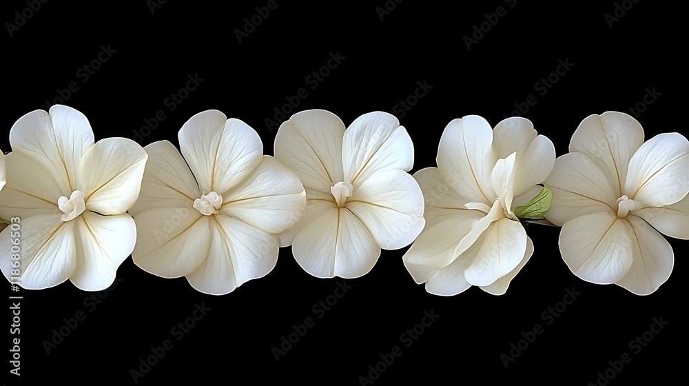 Fototapeta premium Elegant White Flowers Arranged in a Row